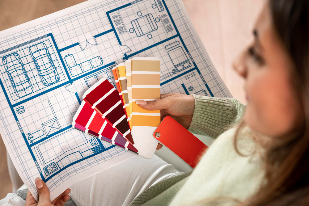 A imagem mostra uma Designer de Interiores da área residencial